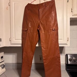 Womens faux Leather Pants in brown autumn fall